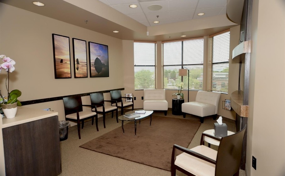 Cozy chairs in waiting area of Hillsboro dental office