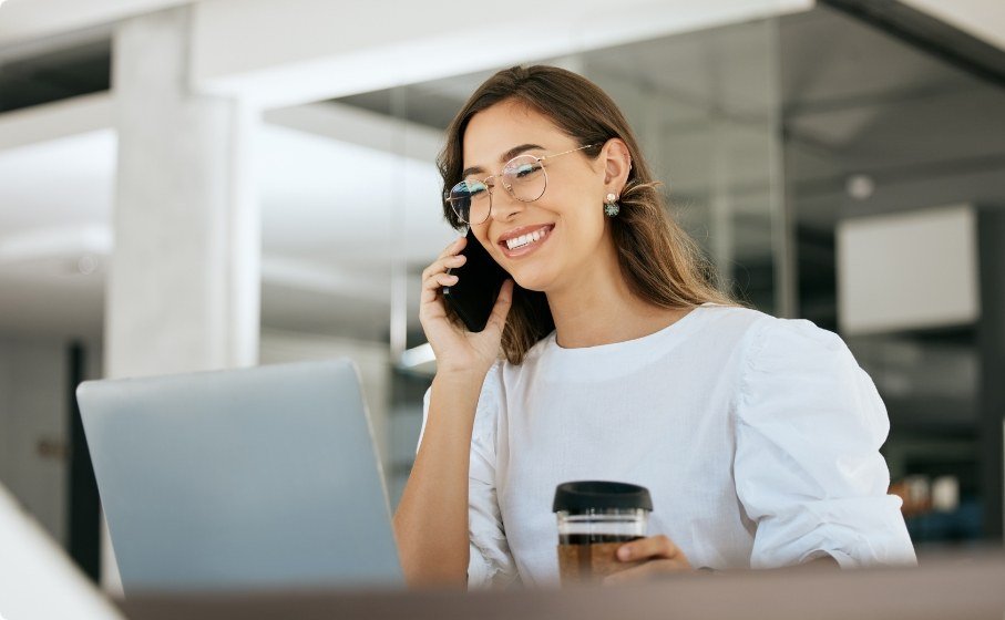 Woman talking on phone with Delta Dental dentist in Hillsboro