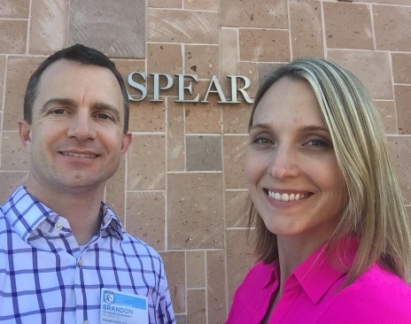 Doctor Malinda Kearbey smiling at Spear Center with her husband