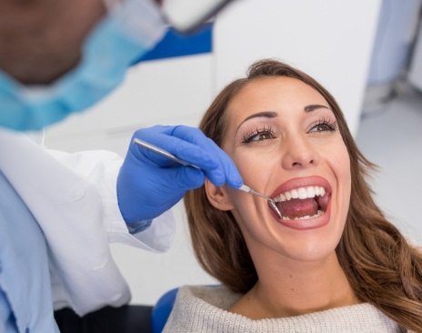 Young woman receiving a dental exam